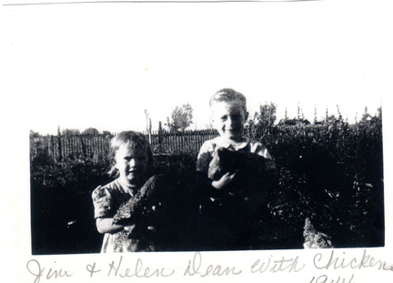 helen jim dean with chickens